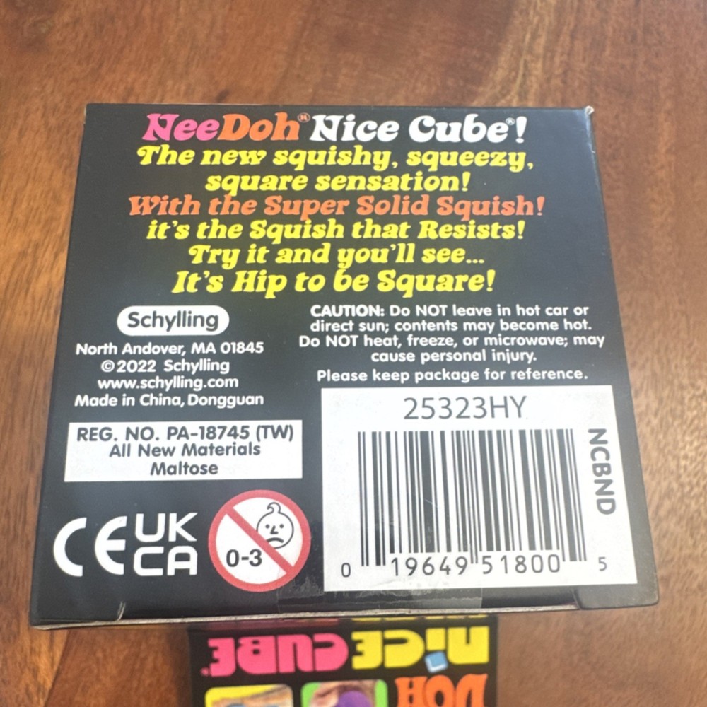 Schylling Nee Doh Super Solid Squish Red Squeeze Ball Maltose NIce cube