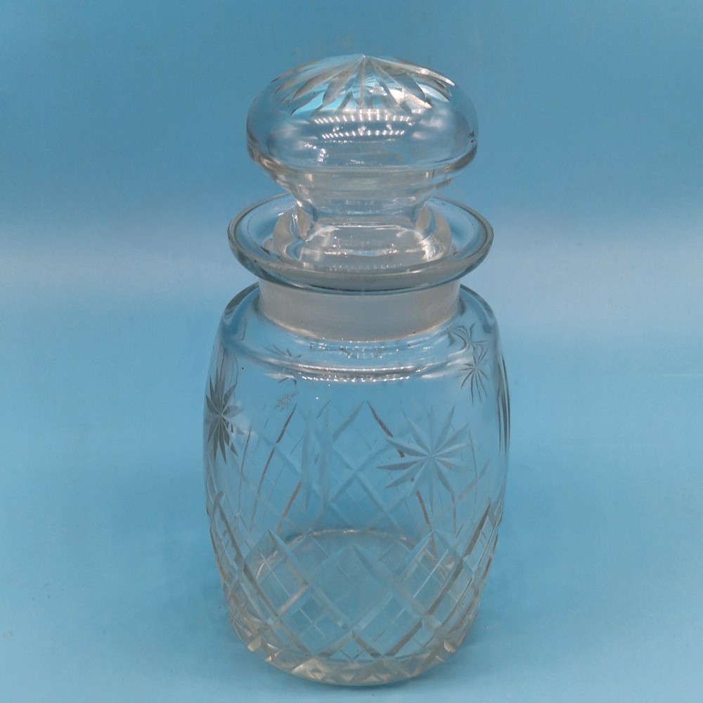 Vintage Cut Glass  Storage Jar with stopper.