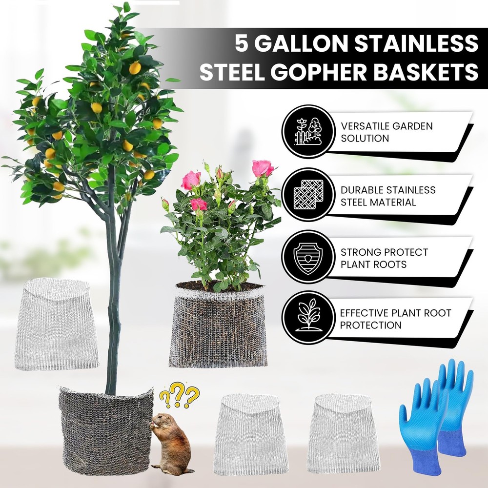 Gopher Baskets for Plants – 5 Gallon Root Guard Mesh Cages (10-Pack) | Rustpr...