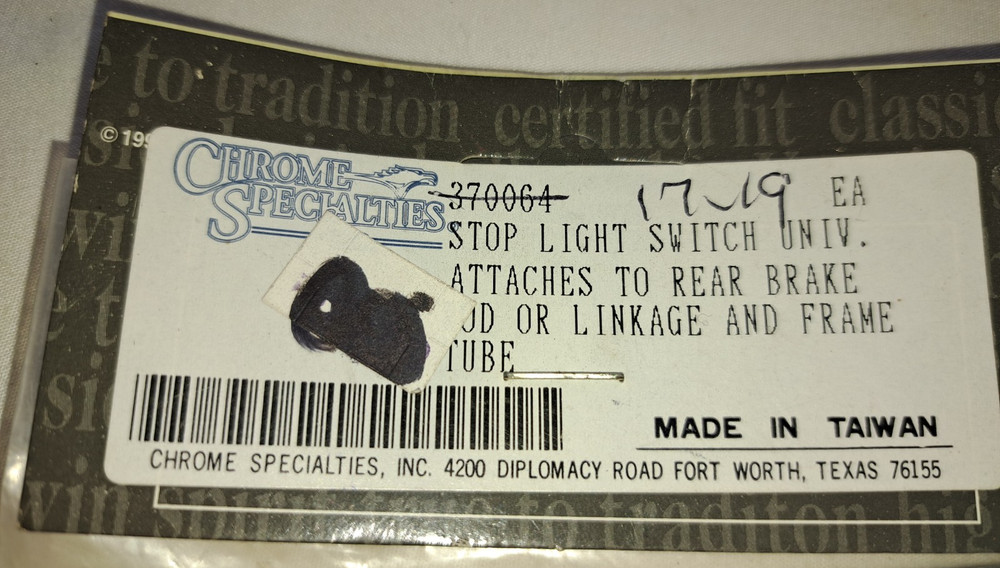 Universal Stop Light Switch For Harley-Davidson Chrome Specialties #370064