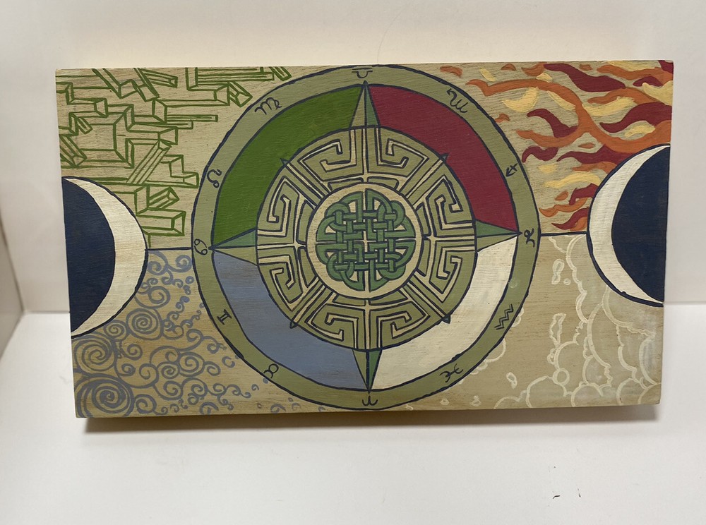 Handpainted wooden box - Elements and Astrology