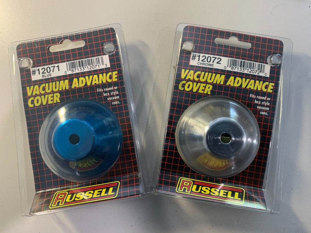 Russell Gm Distributor Vacuum Advance Diaphragm Covers ( Chrome or Blue )