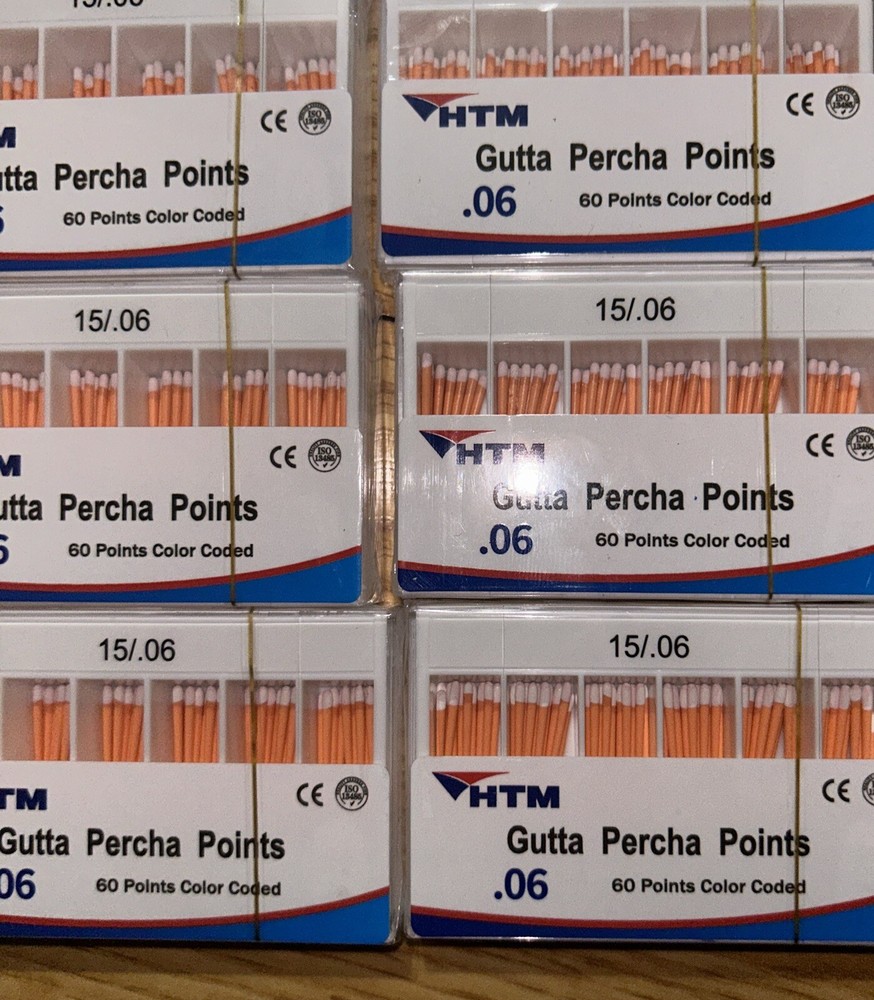 HTM Gutta Percha Points 15 / .06 60 Points per Box 10 Pack Dental Root Canal