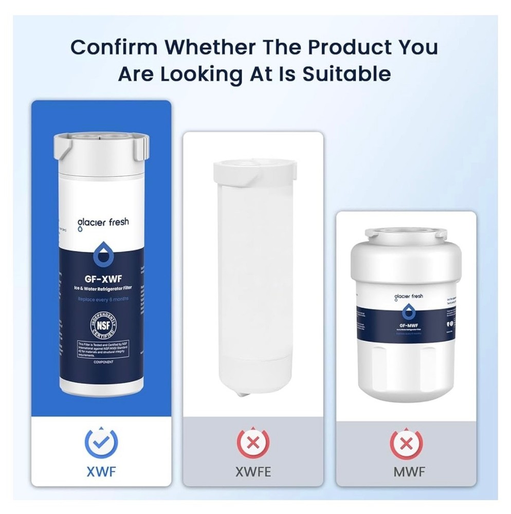 3 PACK GLACIER FRESH GF-XWF Replacement for GE XWF Refrigerator Water Filter