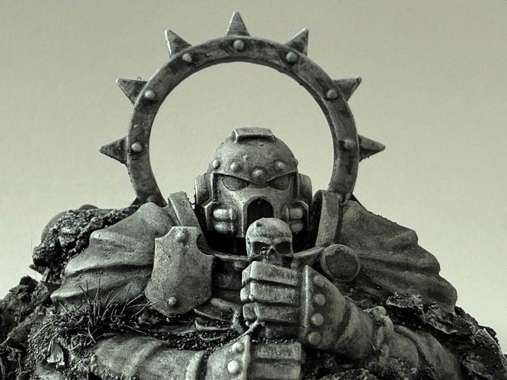Space Marine Mark7 head objective marker helmet statue terrain