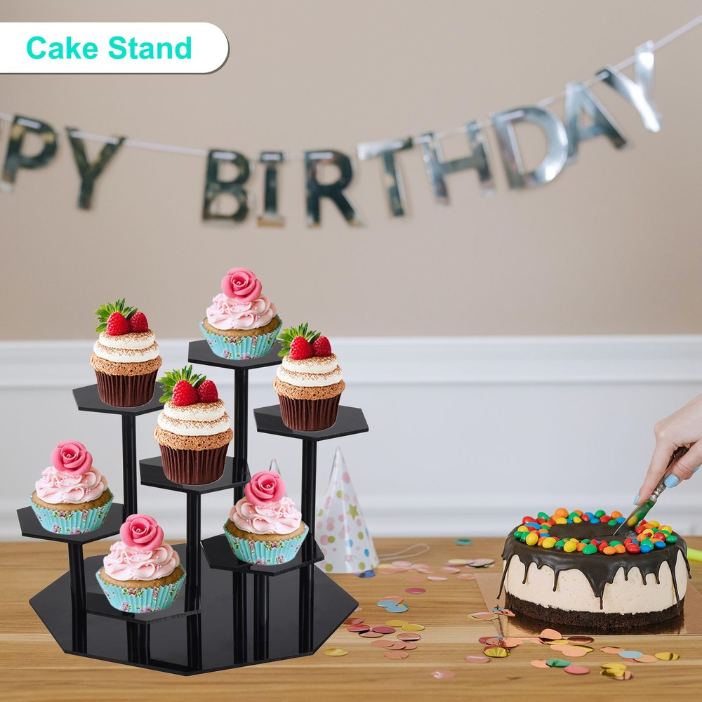 Acrylic Display Stand for Figures 7 Tier Acrylic Showcase Stand Black