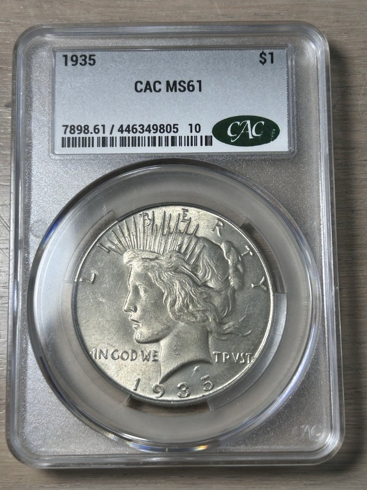 1935 Peace Dollar CACG MS 61