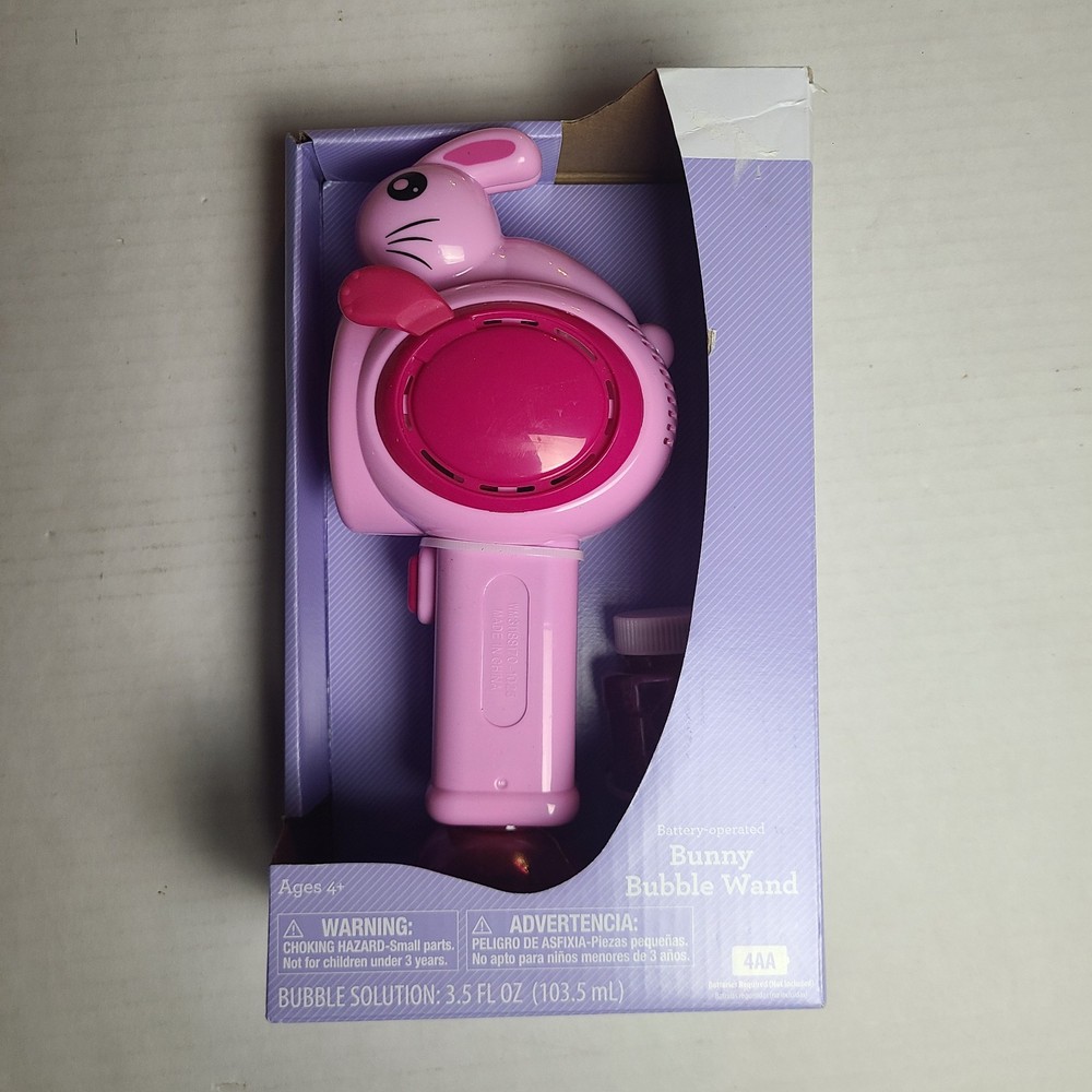 Pink Bunny Bubble Wand Battery Operated Easter New