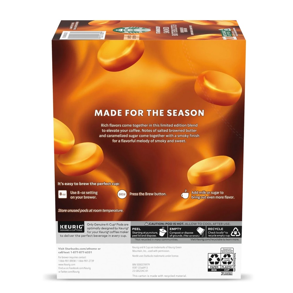 Starbucks K-Cup Coffee Pods, Smoked Butterscotch 100 count