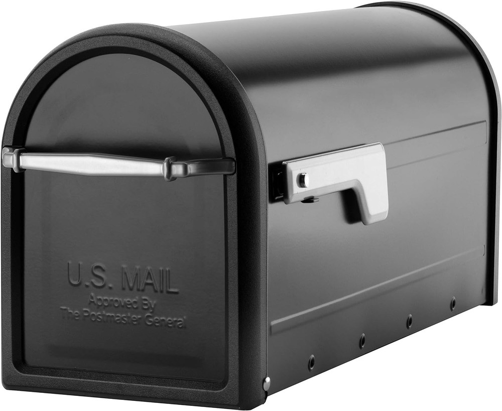 Architectural Mailbox Black Steel Post Mount Medium Capacity USPS Approved