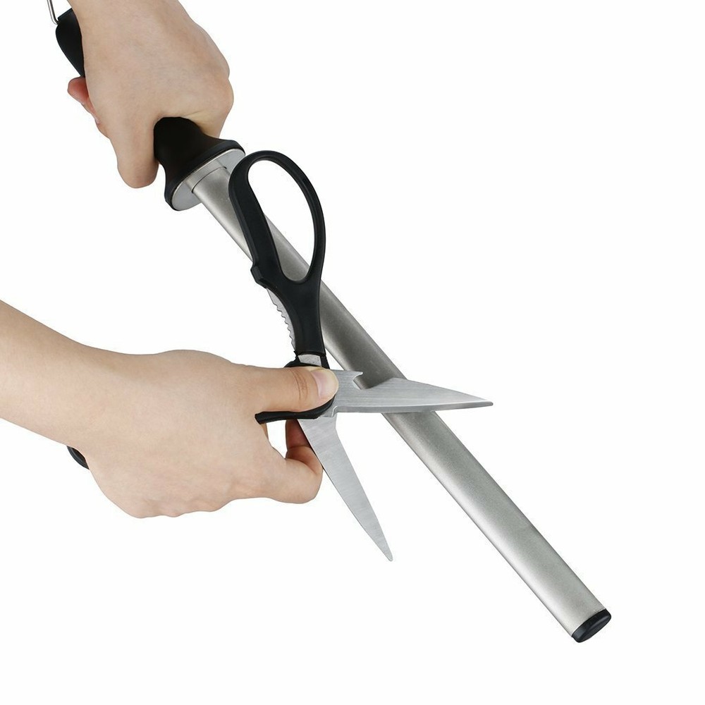 Pro 10" Diamond Knife Sharpener Rod Sharpening Tool for Kitchen Knives Scissors