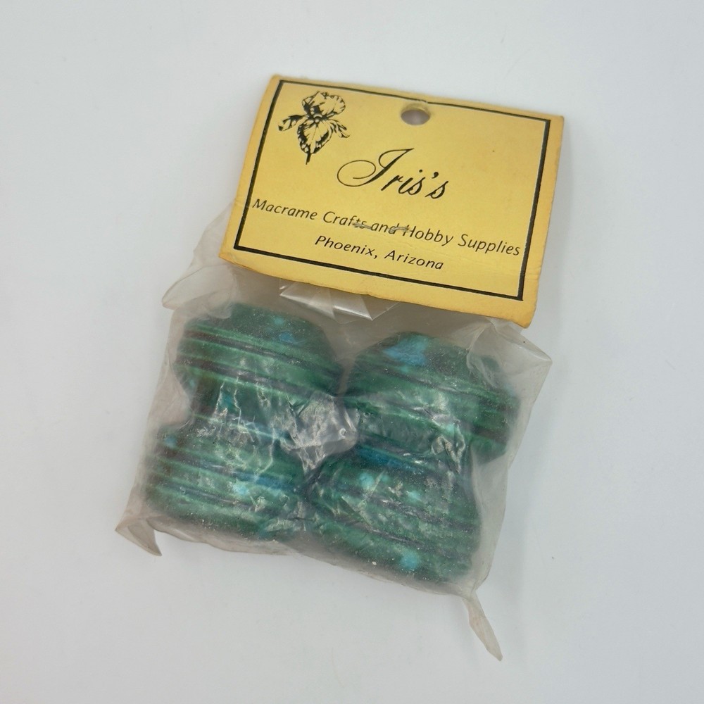 Vintage Green Ceramic Macrame Craft Beads