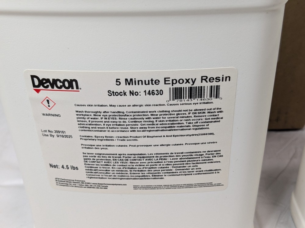 Devcon ITW Performance Polymers 5 Minute Epoxy Kit 9 Lb Container 14630