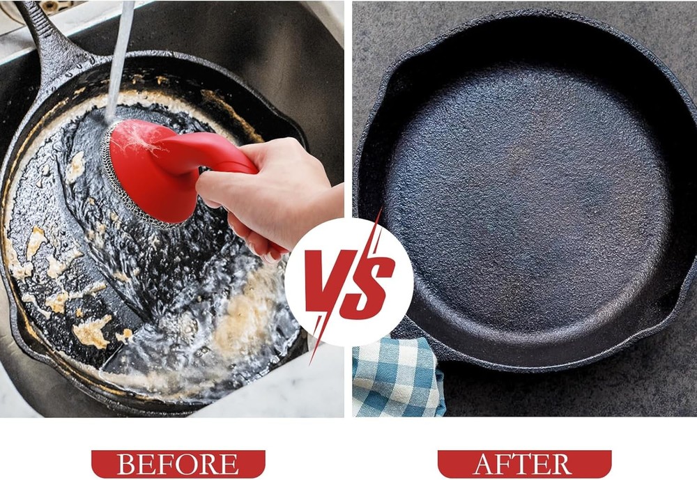 Cast Iron Cleaner Scrubber with Handle -3mm Welded Chain Mail Cast Iron