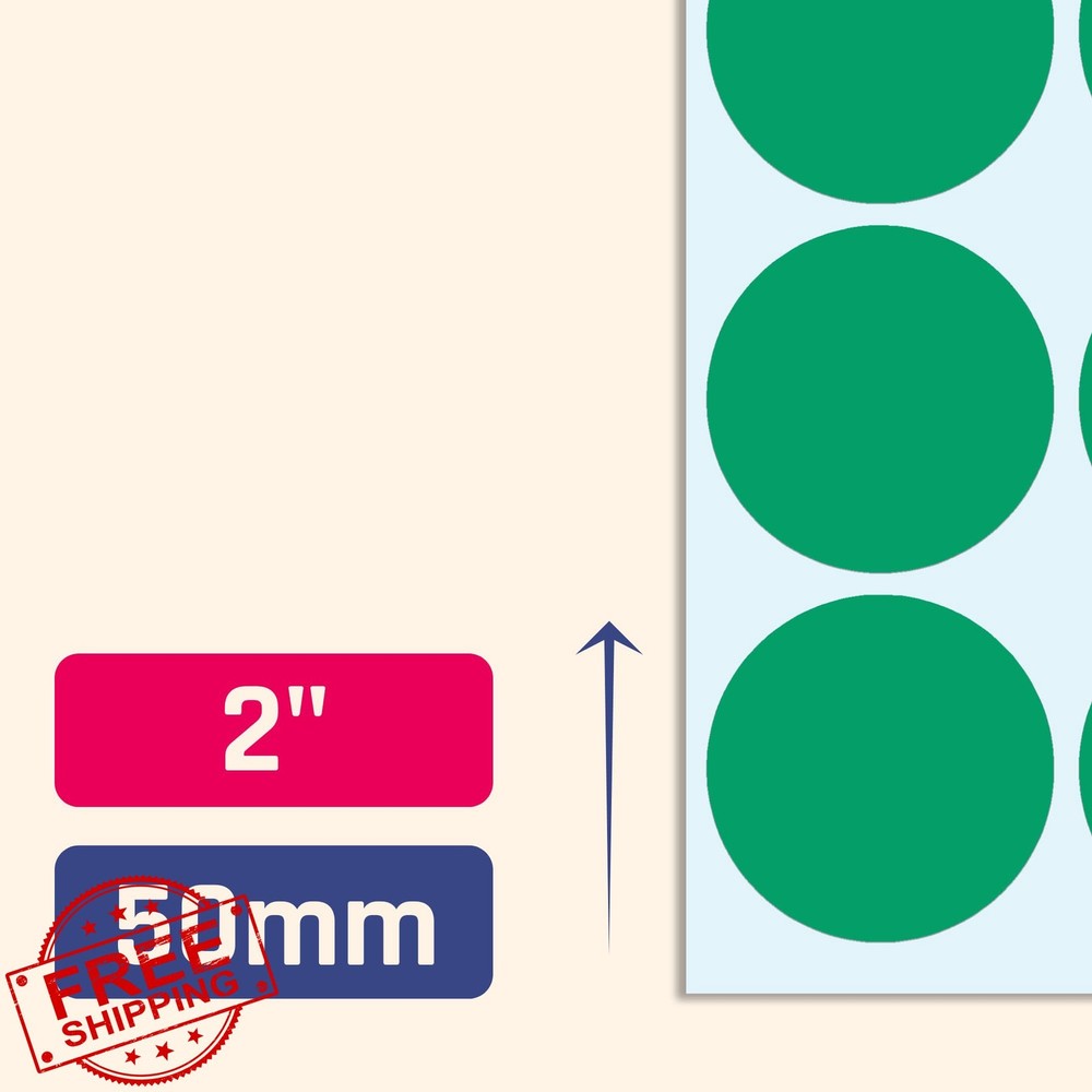 2" Round Green Color Coding Circle Sticker Labels 240 Pack