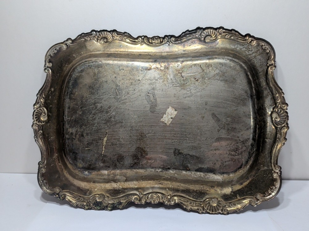 ✨VINTAGE✨ Silverplate Raised Scroll Design Raised Tray Platter