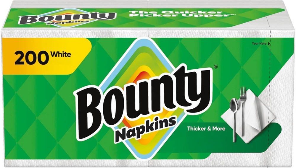 Bounty Paper Napkins, White, 1 Pack, 200 Sheets per Pack