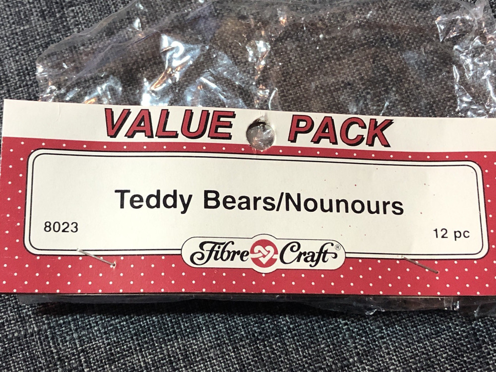 FIBRE CRAFT Opened Value Pack Teddy Bears/Nounours 9 Mini Flocked Bears