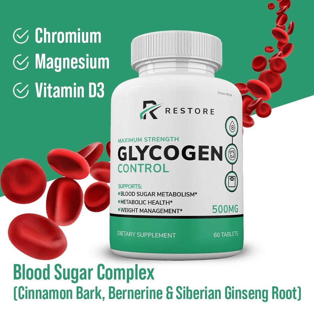Restore Glycogen Control Blood Capsules, Blood Sugar Control Pills (1 Pack)
