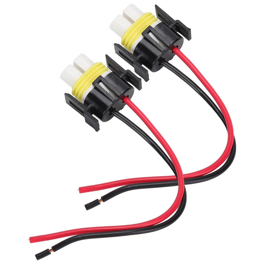 2x Wire Pigtail H11 Ceramic Female Socket Head Light High Beam Connector Harness