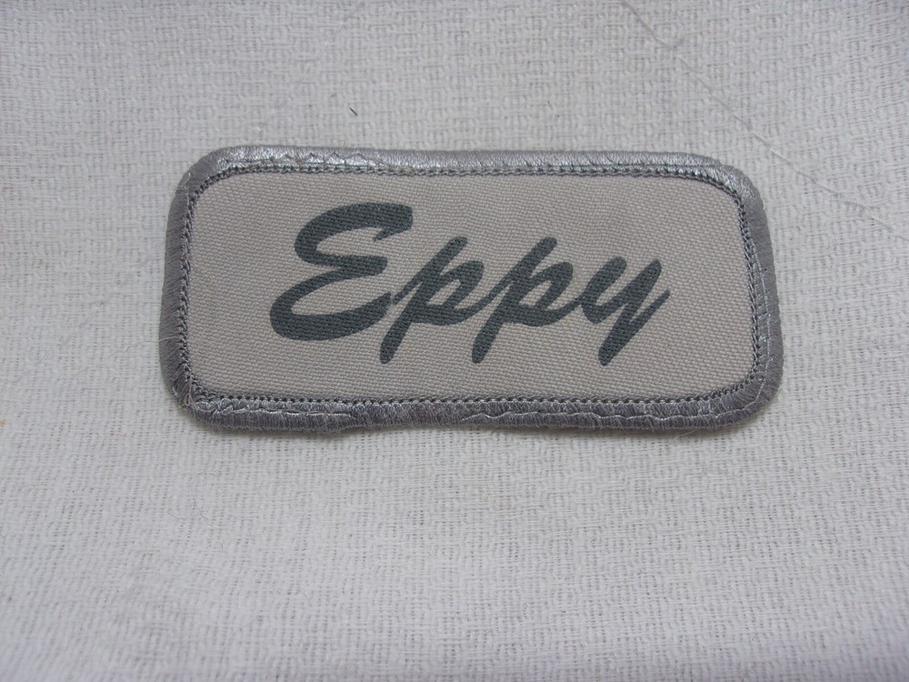 EPPY USED SILK SCREEN NAME PATCH TAG GREY ON GREY