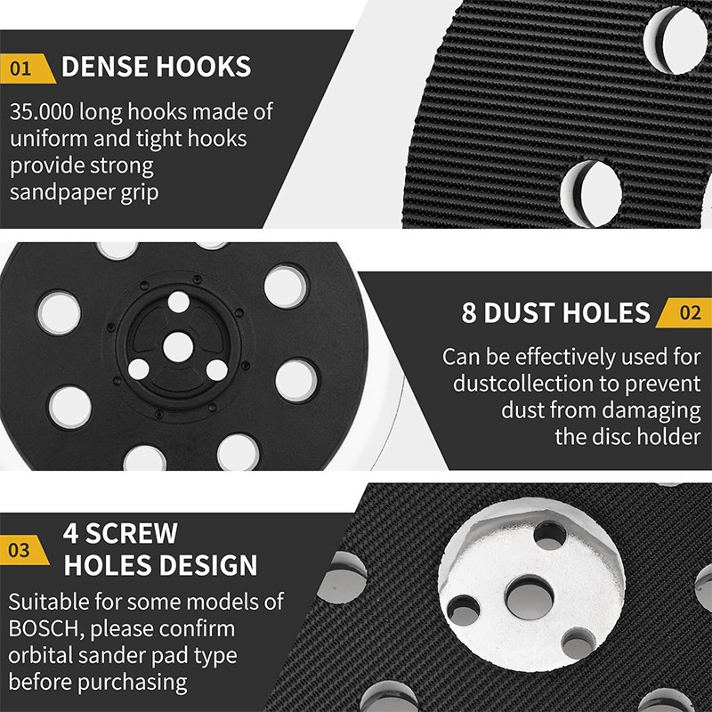 5" 8-Hole Hook&Loop Sander Backing Pad for Bosch RS032 RS031 3107DVS 3725DEVS