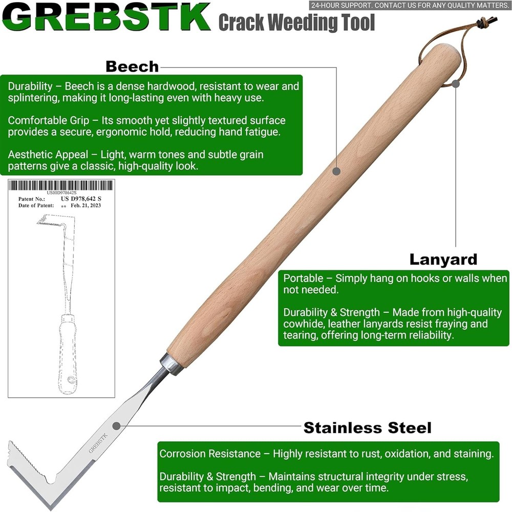 Efficient 22" Patio Stone Weeder Stainless Steel