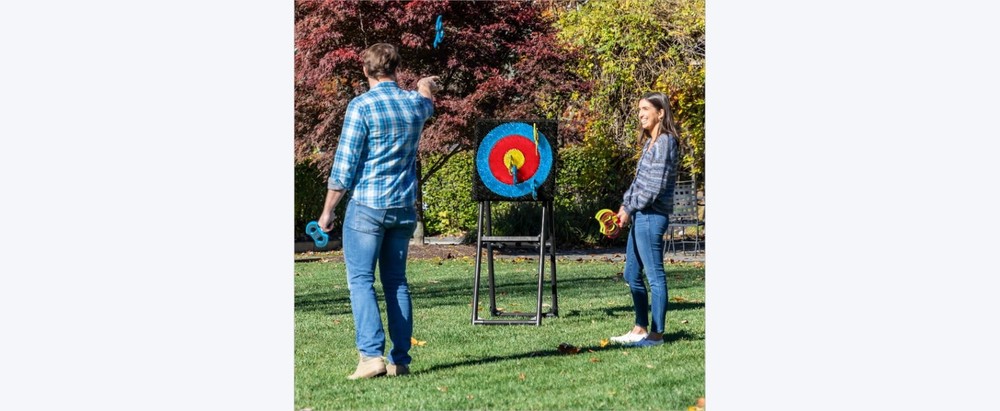 Axe Throwing Target Game 5Ft Tall Sturdy Steel Frame Includes 8 Throwing Axes