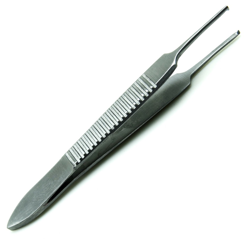 2 Pcs Iris Forceps 2.5" Kocher 0.5mm Straight & Curved Micro Instruments