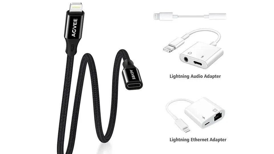 3.3ft Lightning Extension Cable Braided Female to Male Extender Full Function