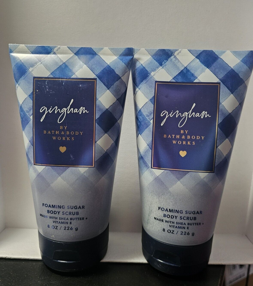 2 Bath & Body Works GINGHAM Foaming Sugar Body Scrub Shea Vit E NEW
