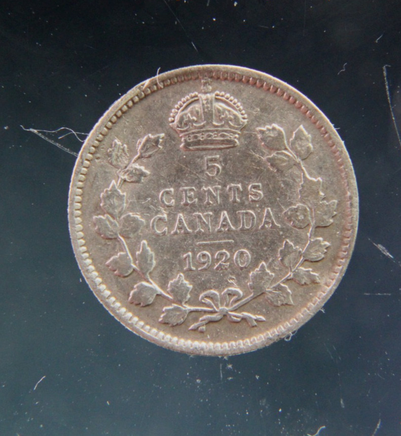 Canada, 5 cents, 1920 Silver coin(0.500)