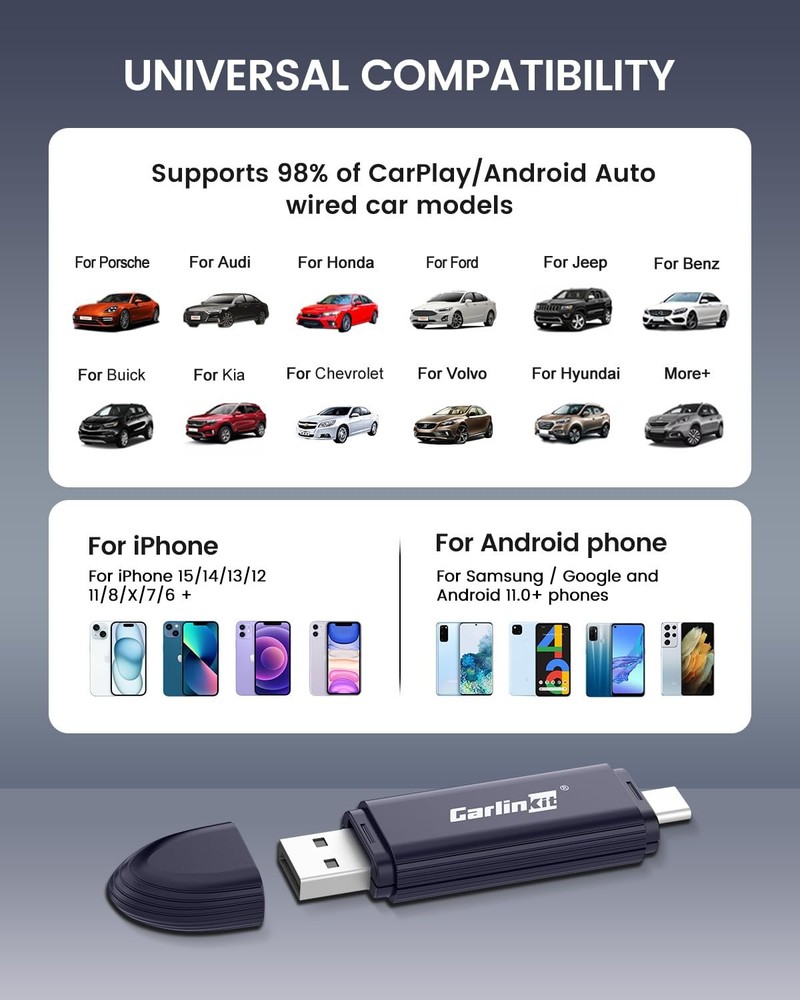 Mini SE Pro Wireless Adapter for OEM Wired CarPlay & OEM Wired Android Auto,C...
