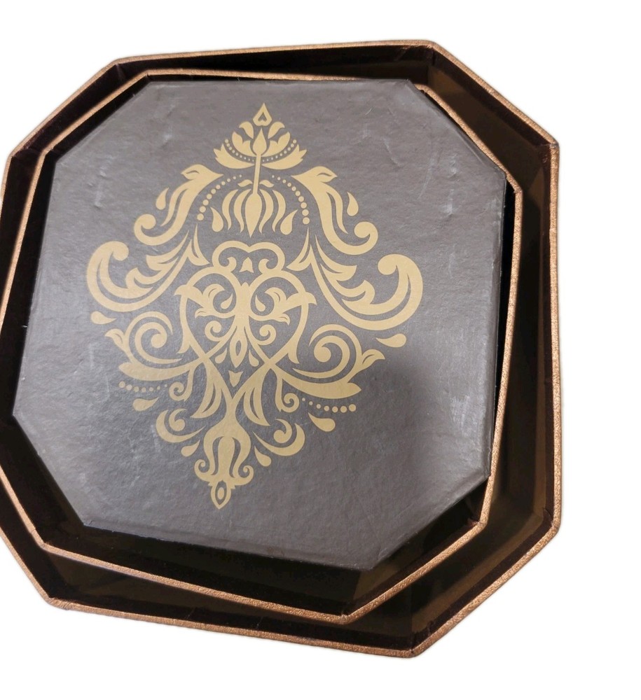 Broadway Basketeers Octagonal Nesting Boxes Set of 5 Gold Filigree Gift Tower
