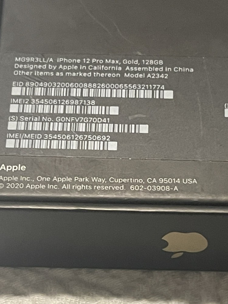 Apple IPhone 12Pro Max Box Only Literature no Phone