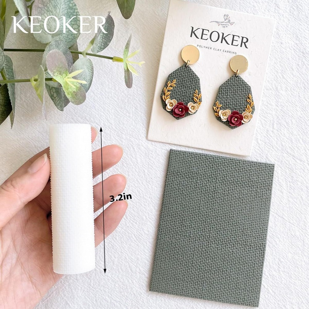 KEOKER Polymer Clay Texture Roller, Roller for Making 3pcs All