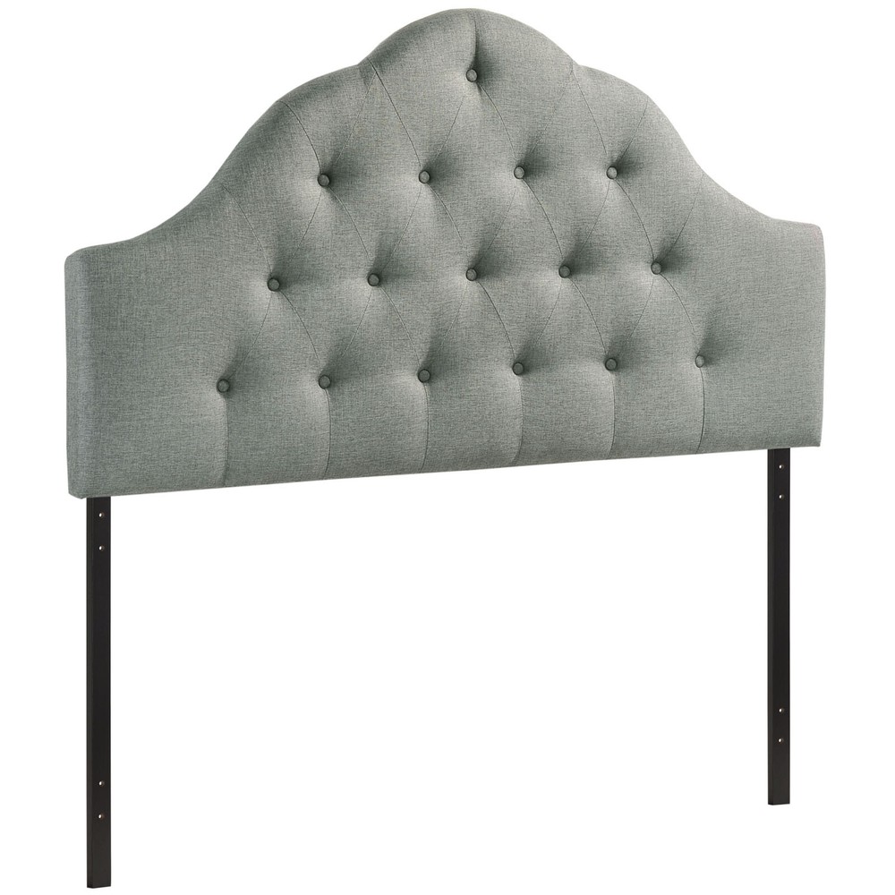 Modway High Arched Button-Tufted Upholstered Fabric King Size Headboard in Gray