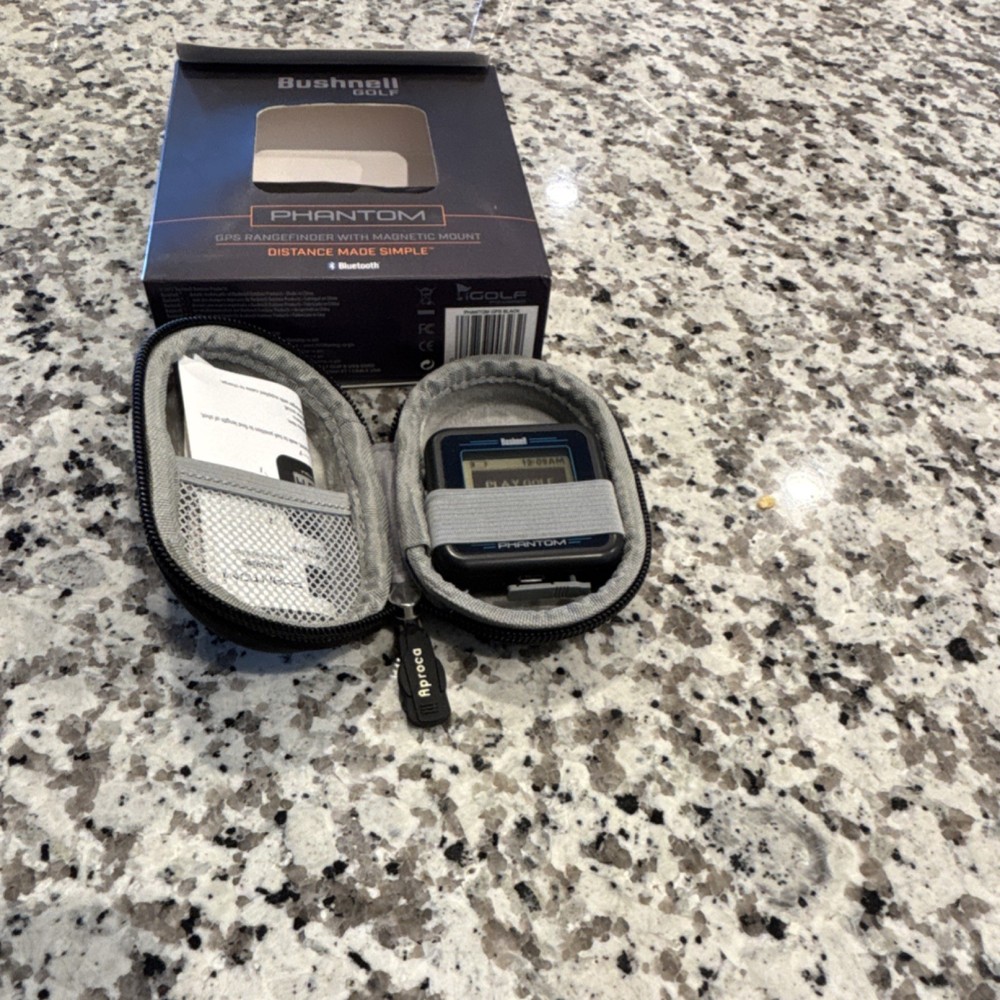 Bushnell Phantom Golf GPS Black w/ Bluetooth, Magnetic Mount, Case, Box