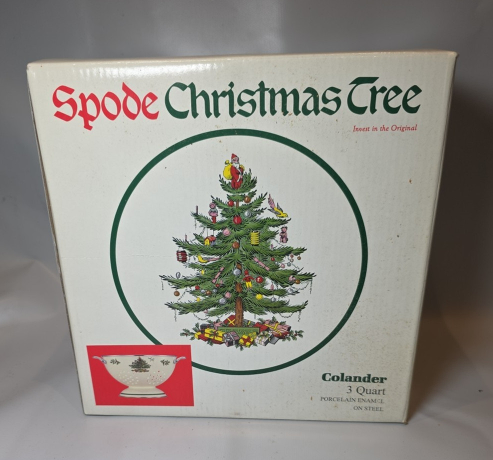 Spode Christmas Tree 3 Quart Metal Colander Enamel Strainer 9 In Diameter