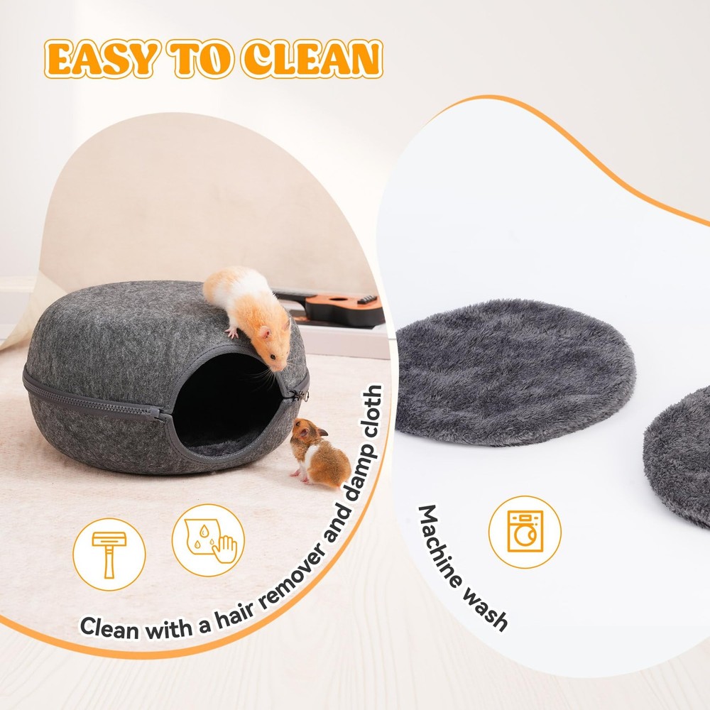 Guinea Pig Hideout 2 Pack, Double Function Guinea Pig Bed with 3 Soft Cushion...