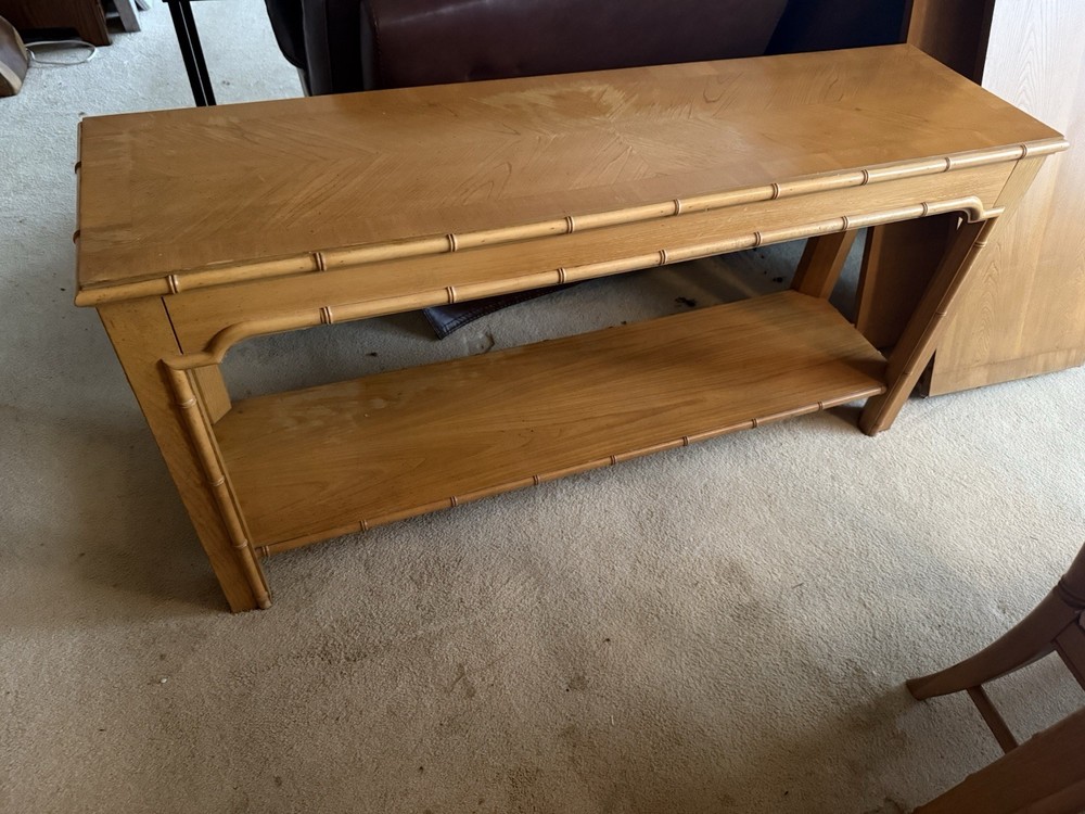 Young Hinkle Dining Room & Sofa Table w 2 extensions 2 Arm 3 Side Chairs Vintage