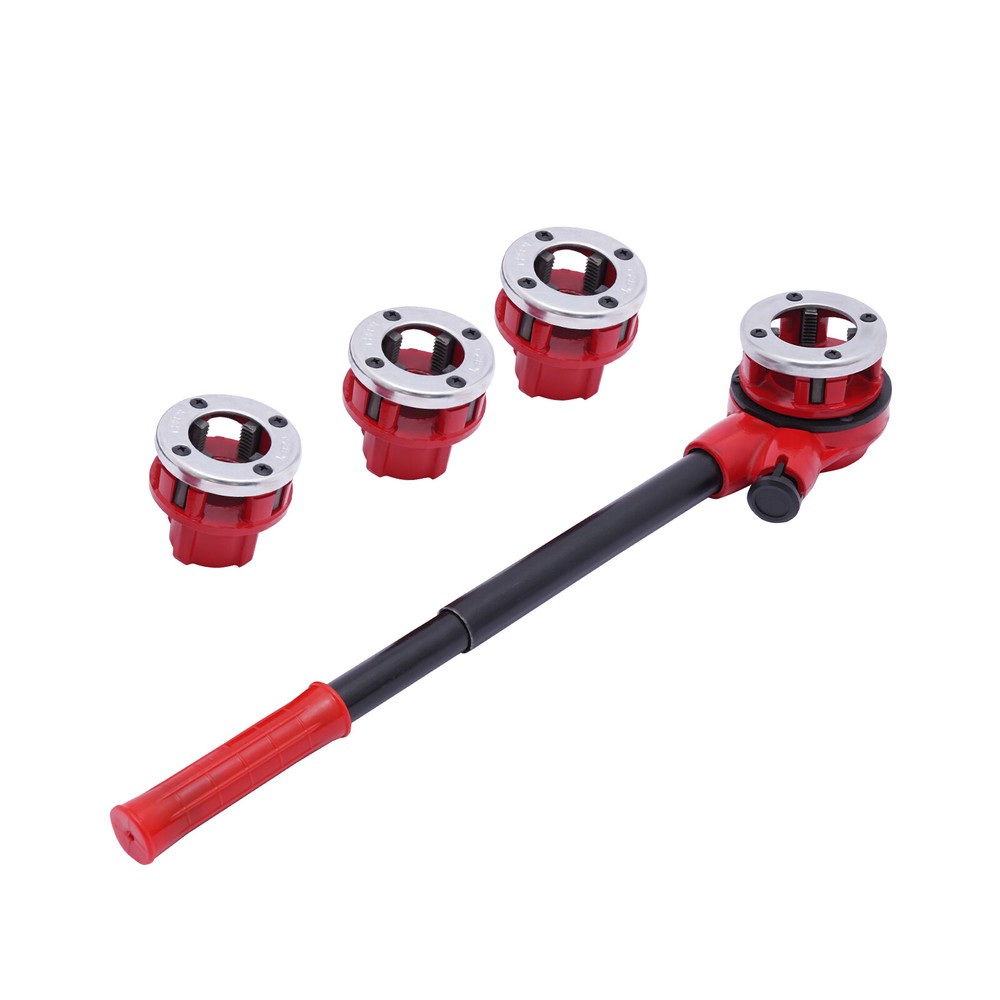 Manual Ratchet Pipe Threading Threader Die Head Handle Set 1/2'' to 1-1/4'' BSPT
