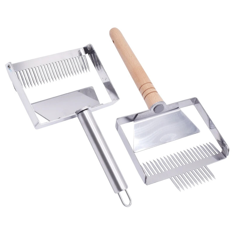 Super Large 23 pins Uncapping Fork Honeycomb Honey Scraper Wooden Handle