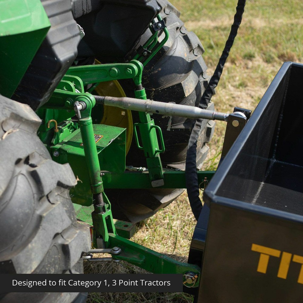 Titan Attachments 30 Cu. FT Quick Hitch Compatible Hydraulic Dump Box, Cat 1