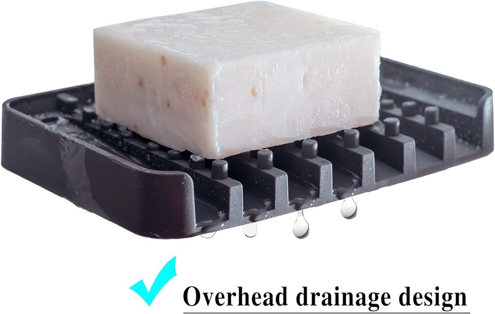 Silicone Soap Dishes for Bathroom, Shower, Waterfall Black-grey, White, Pink