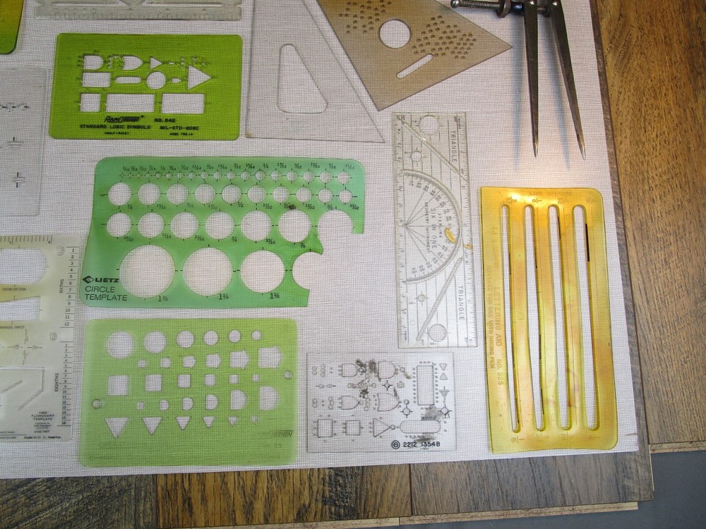 ASSORTED LOT of VINTAGE DRAFTING ARCHITECTURE TOOLS Templates & Rulers Triangle