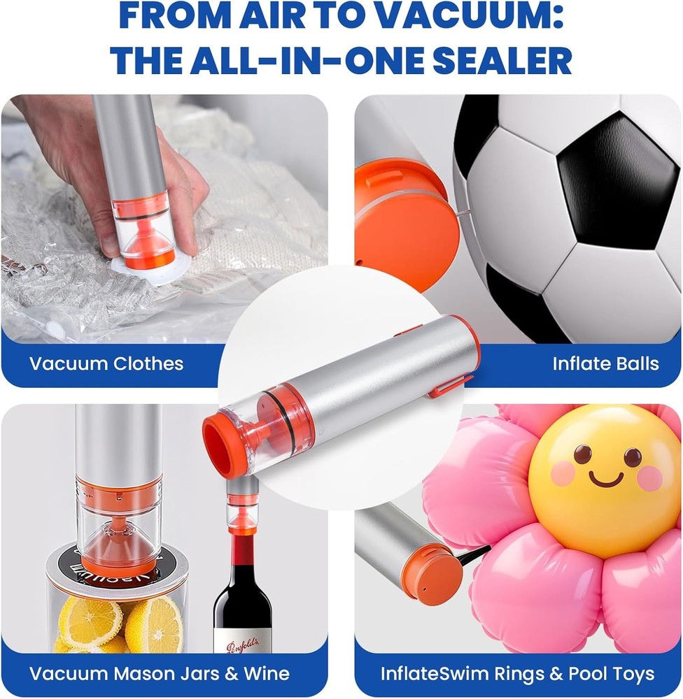 Handheld Multi-Function Vacuum Sealer for Kitchen & Home With 20 Bags and 4 Lids