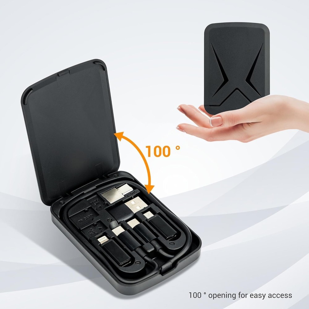 Multi-Functional Compact Cable Card with 22" USB-C Cable & USB-A/Micro-USB/Light