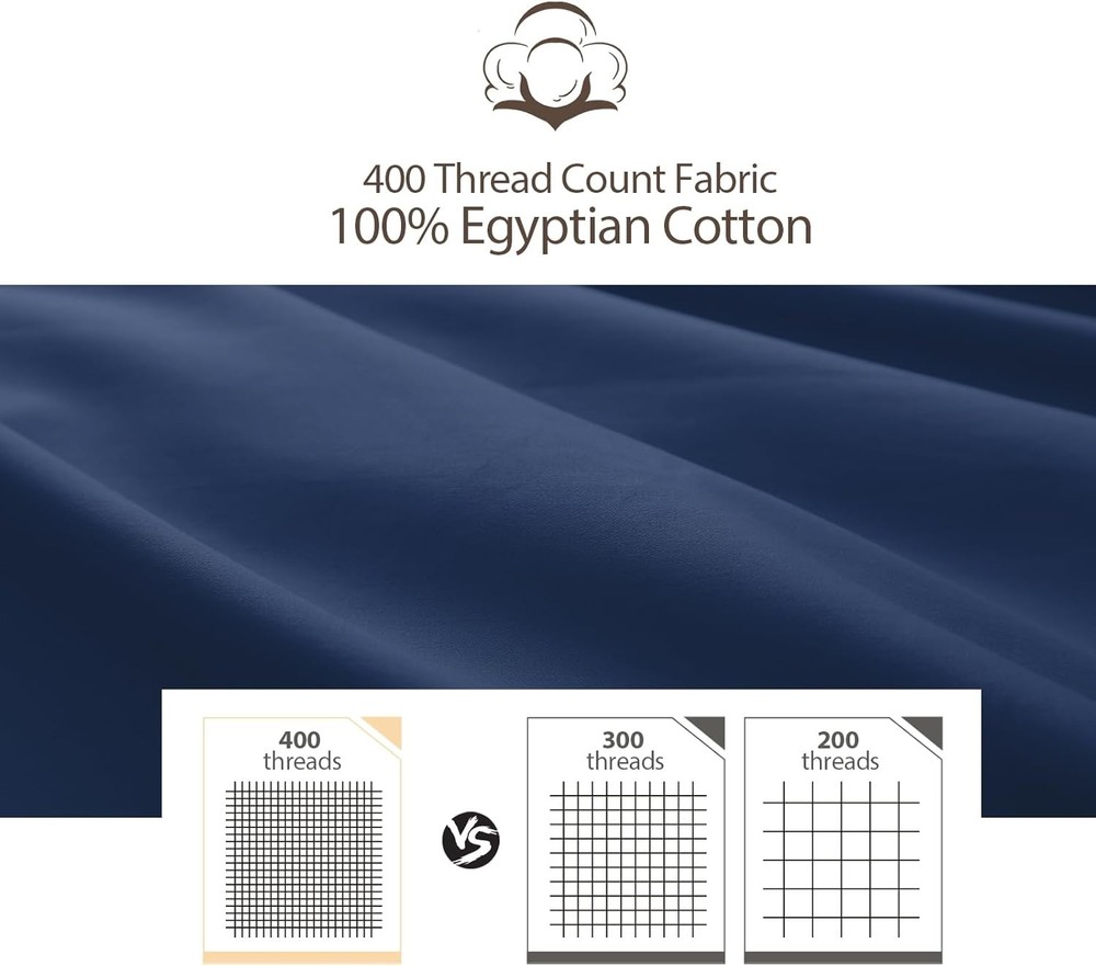 4 Pack Pillow Protector King Size 100% Egyptian Cotton Pillow Covers, 400 Thread