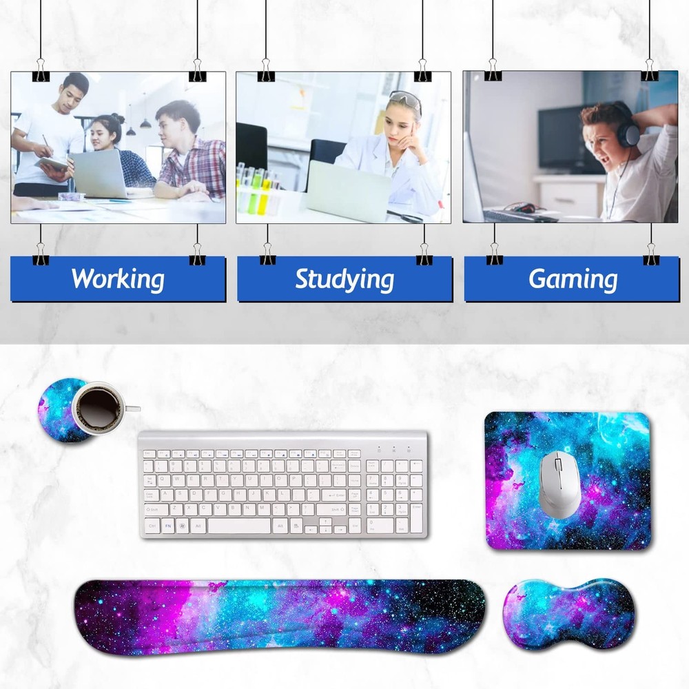 AIMSA Keyboard Wrist Rest Support + Mouse Pad + Mouse Wrist Rest + Coaster, E...
